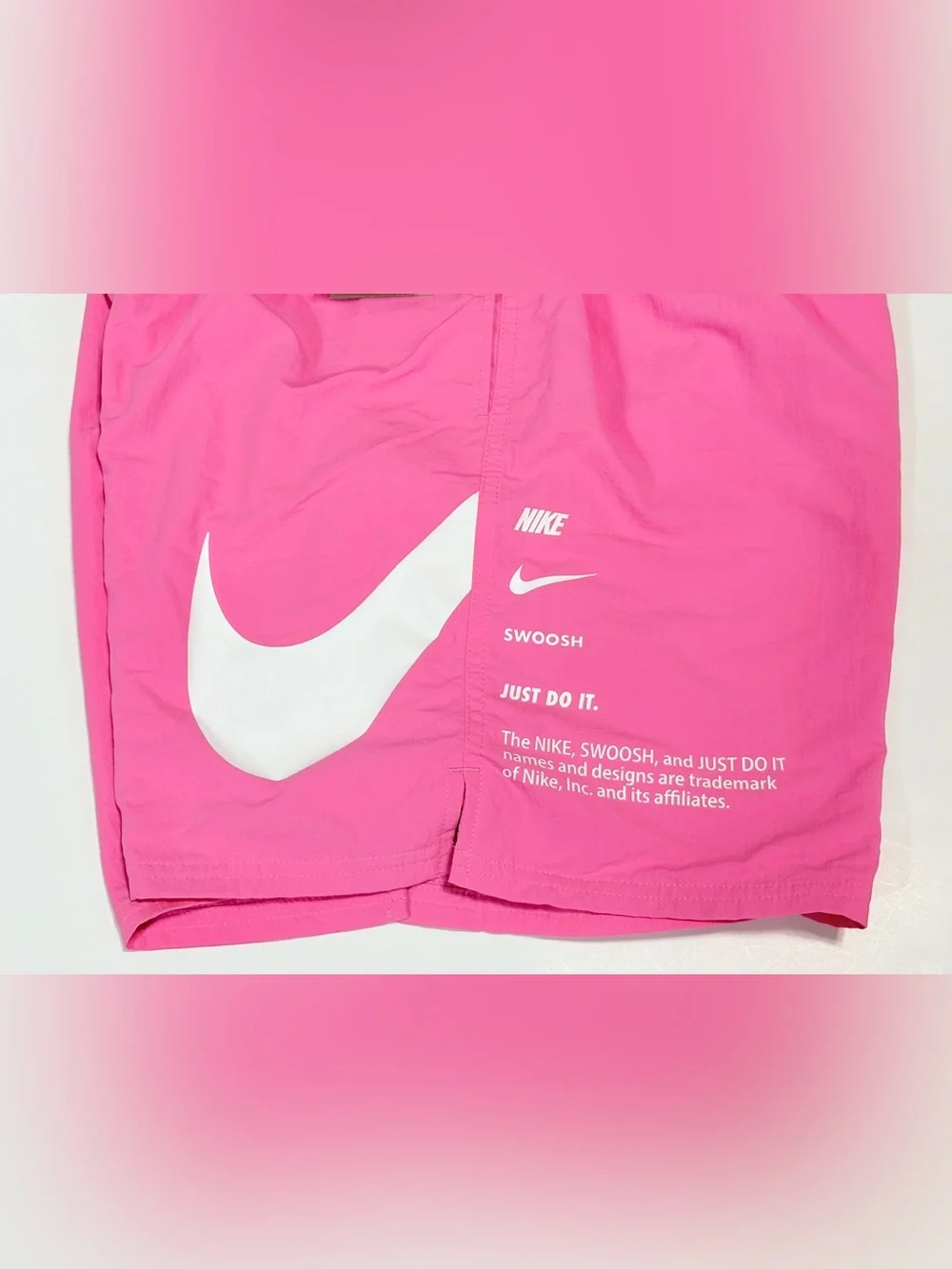 Nike Men's Hot Pink Swim Trunks with White Swoosh volley short board shorts
